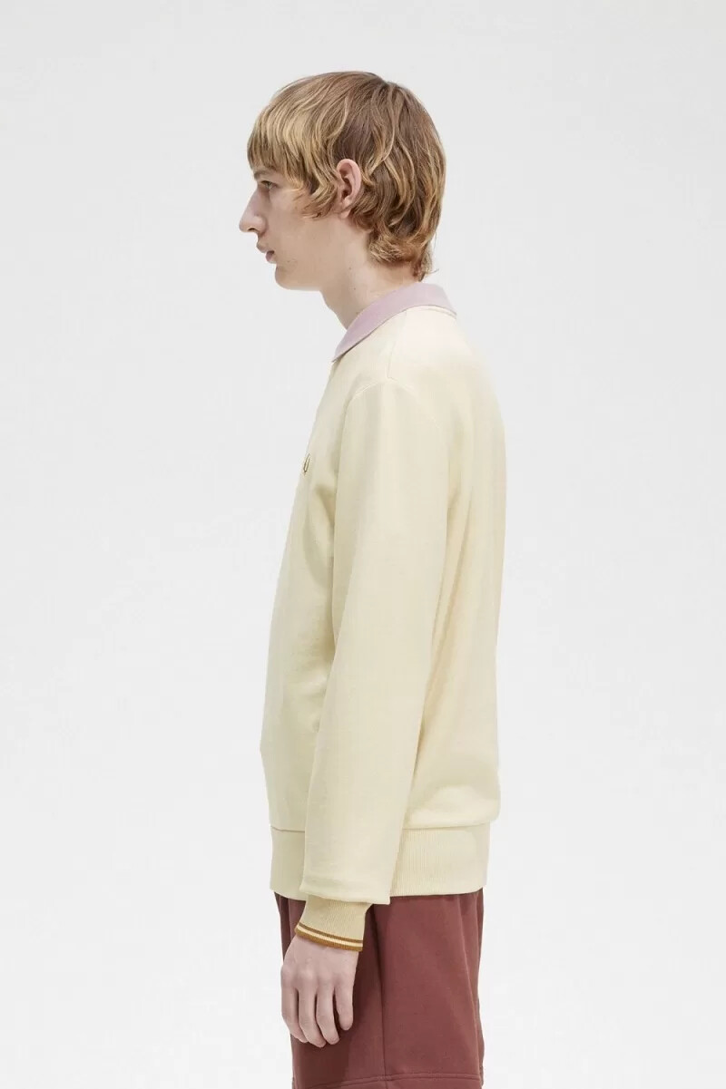 felpa girocollo da uomo fred perry color avena