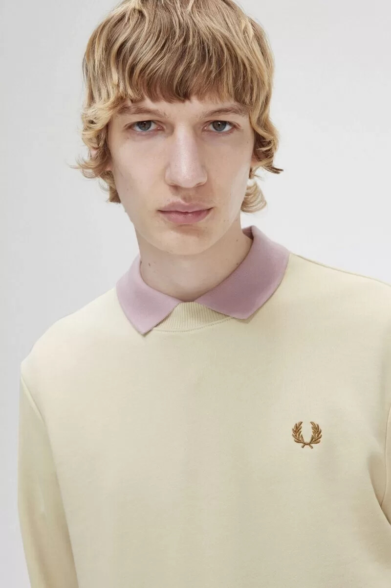 felpa girocollo da uomo fred perry color avena