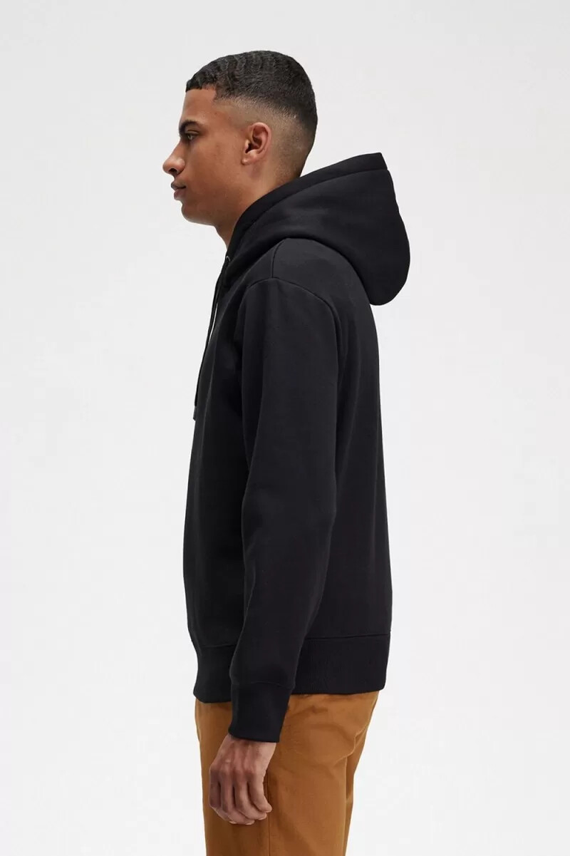 felpa con cappuccio ricamata fred perry da uomo nera