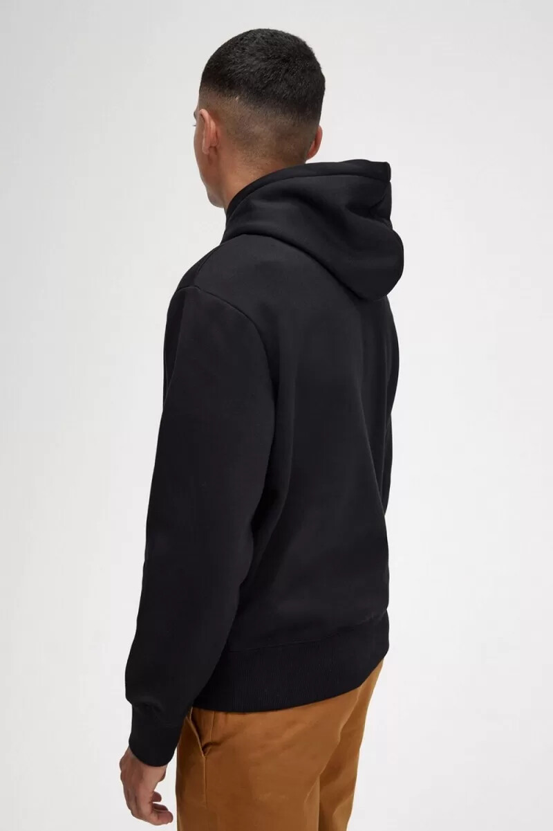 felpa con cappuccio ricamata fred perry da uomo nera