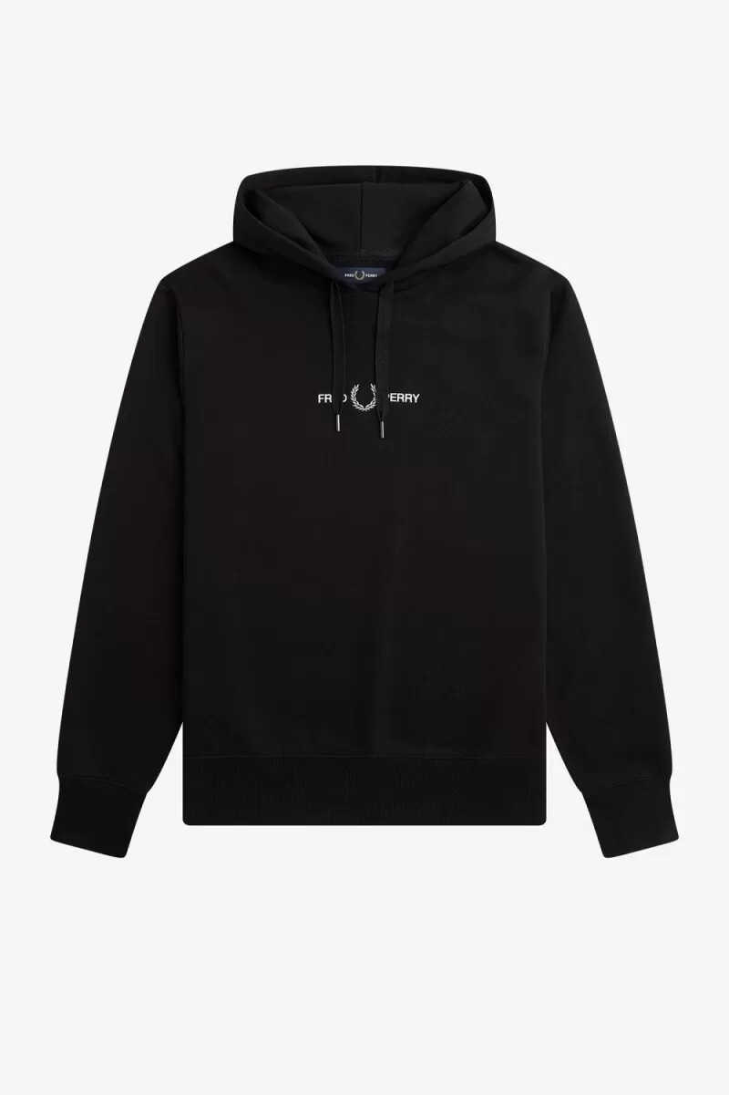 felpa con cappuccio ricamata fred perry da uomo nera