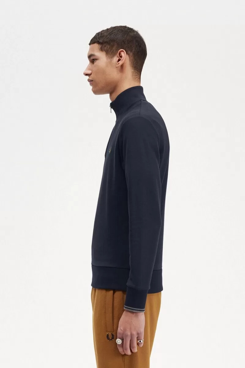 felpa da uomo fred perry half zip blu navy caffè scuro