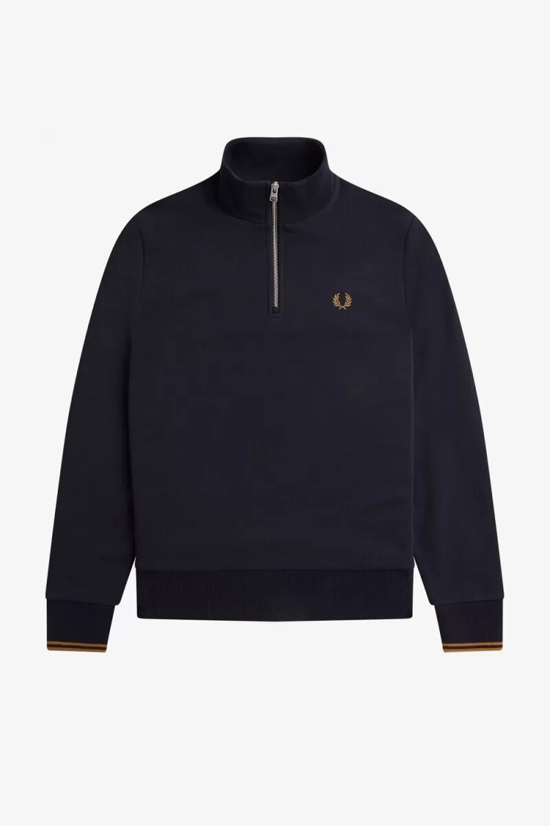 felpa da uomo fred perry half zip blu navy caffè scuro