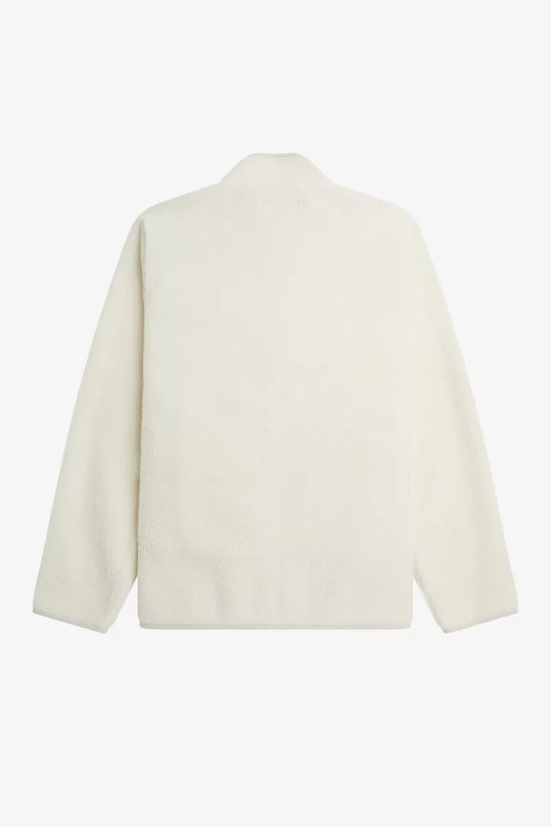 felpa da uomo in pile borg con zip fred perry beige