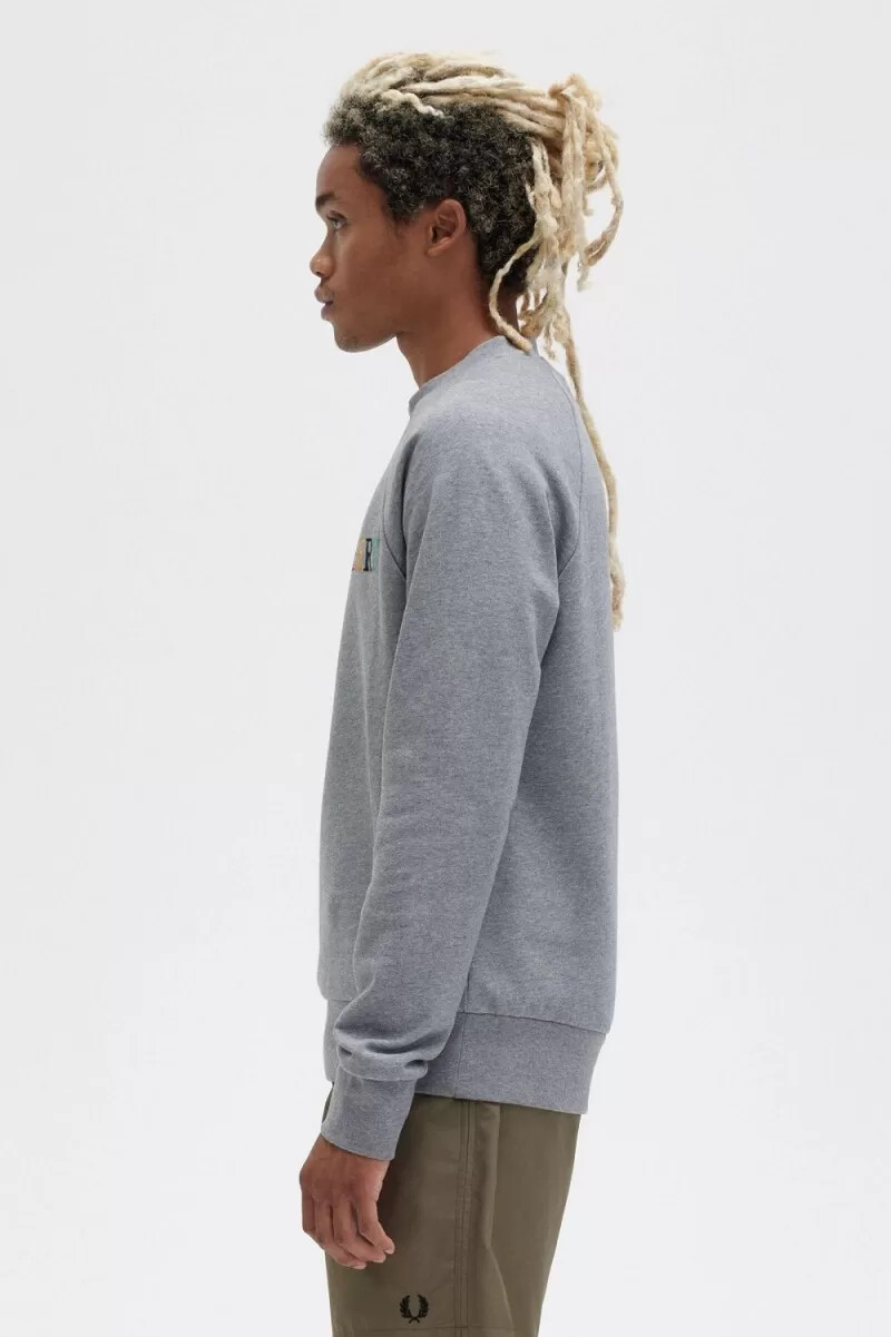 felpe da uomo ricamate fred perry grigio marl ash blu nero