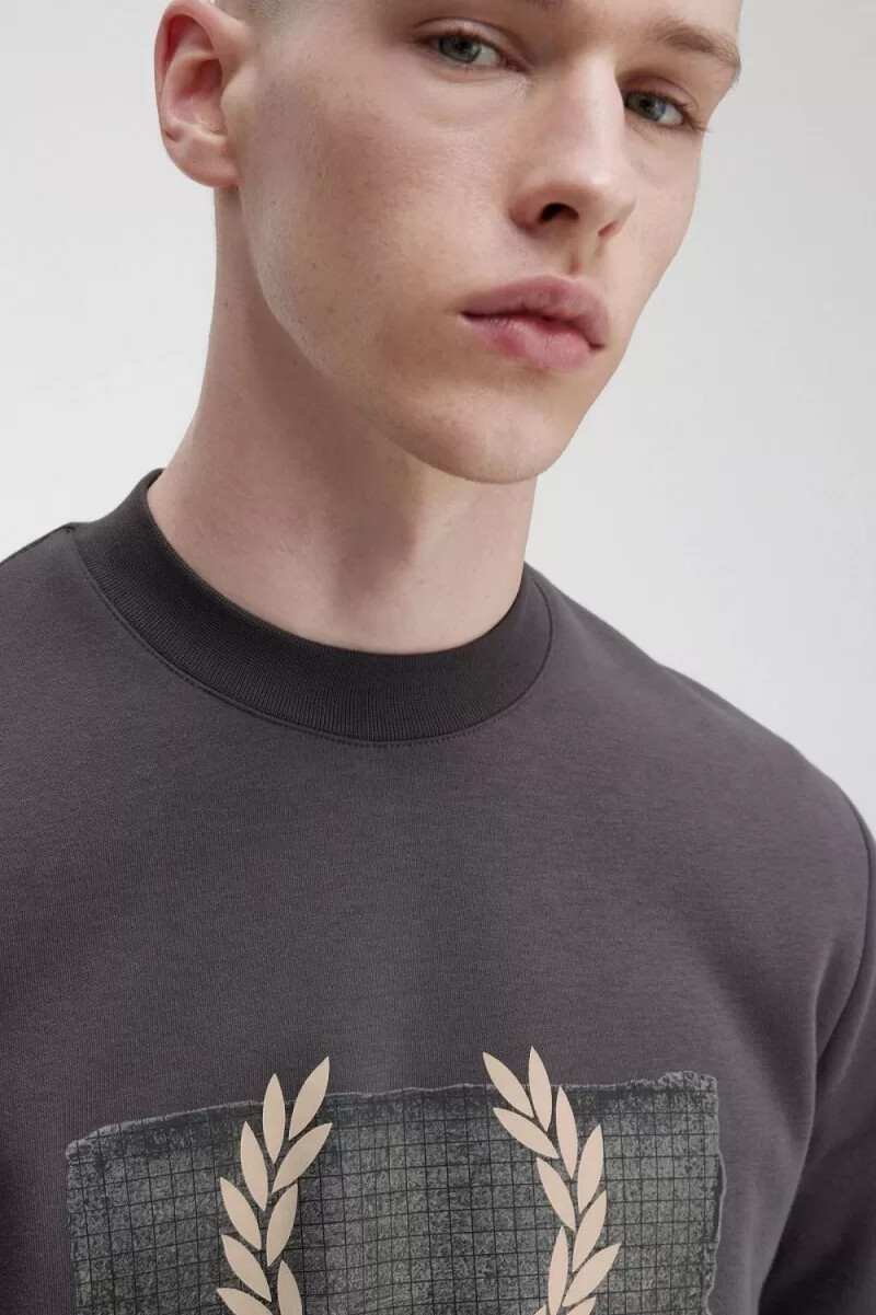 felpa da uomo fred perry layered graphic color canna di fucile