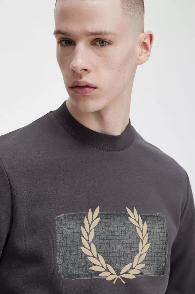 felpa da uomo fred perry layered graphic color canna di fucile