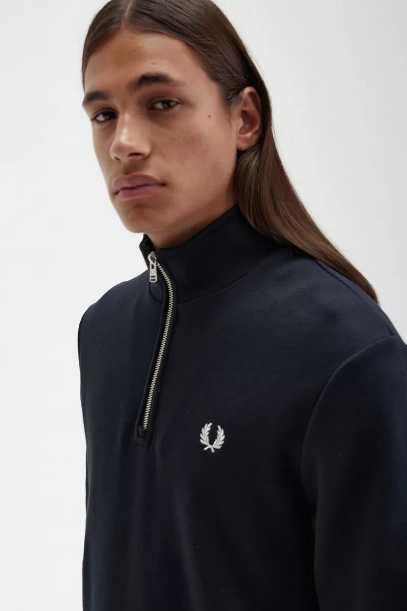 felpa da uomo fred perry half zip nera