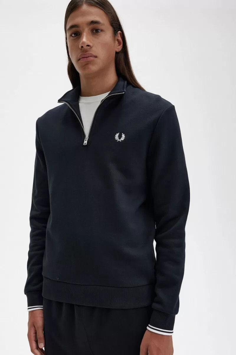 felpa da uomo fred perry half zip nera