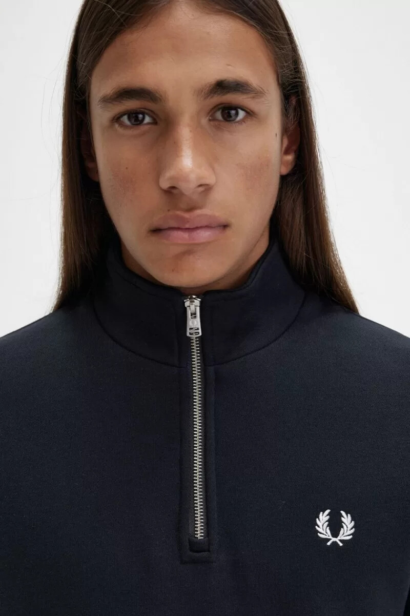 felpa da uomo fred perry half zip nera
