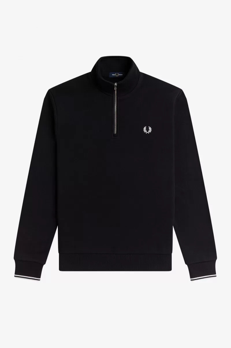 felpa da uomo fred perry half zip nera