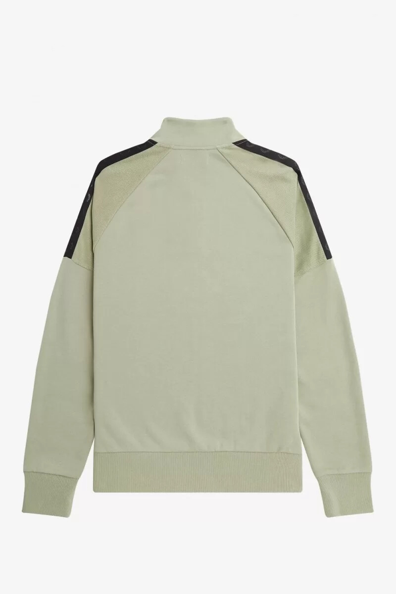 felpa da uomo con mezza zip e marchio fred perry circle color menta