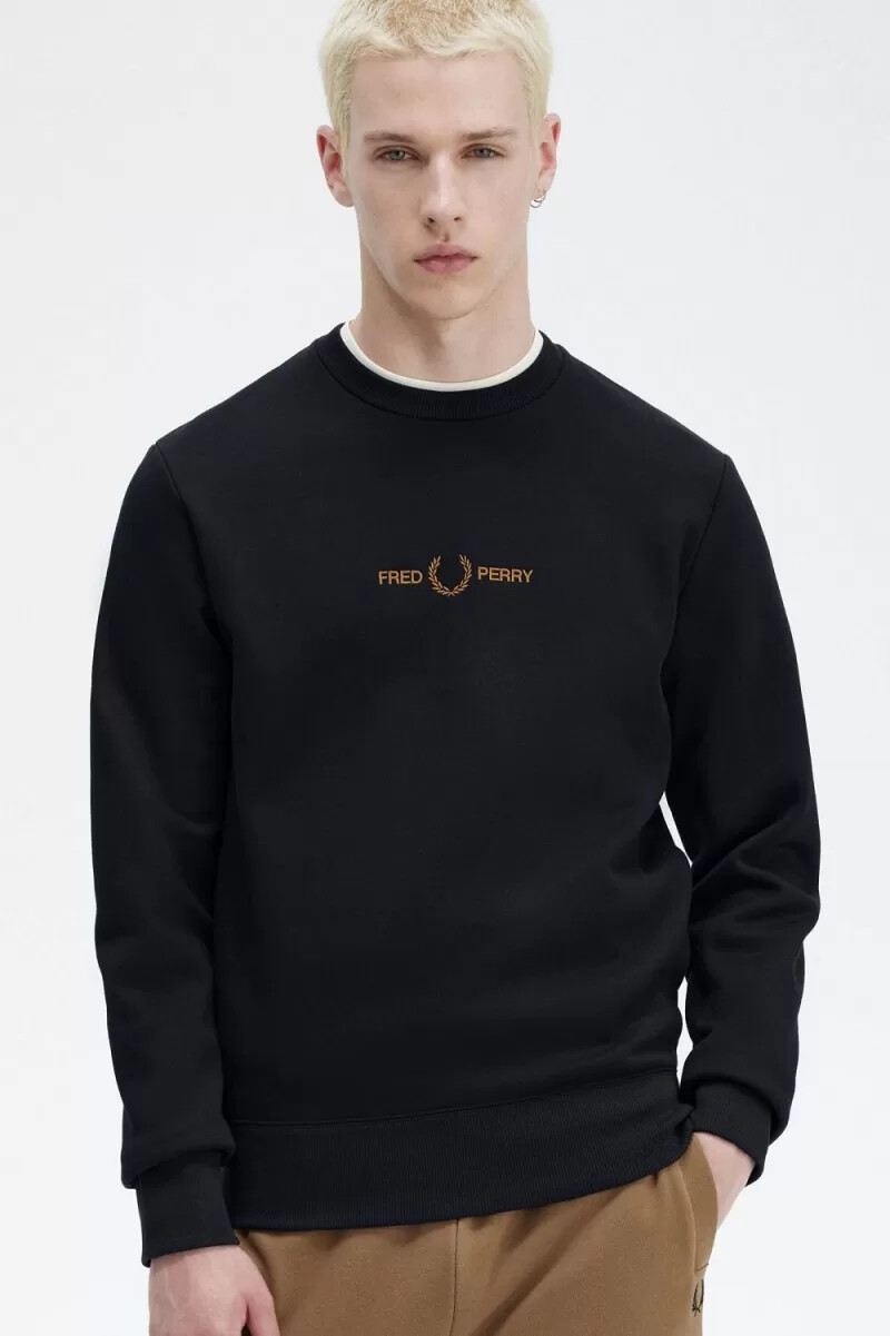 felpe da uomo ricamate fred perry blu navy