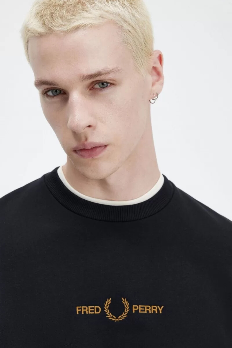 felpe da uomo ricamate fred perry blu navy