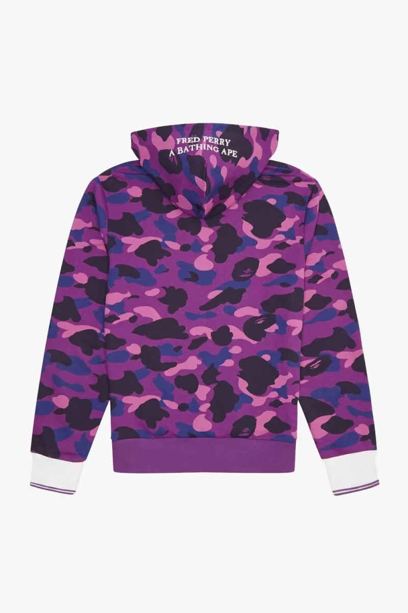 felpa con cappuccio mimetica da uomo fred perry viola