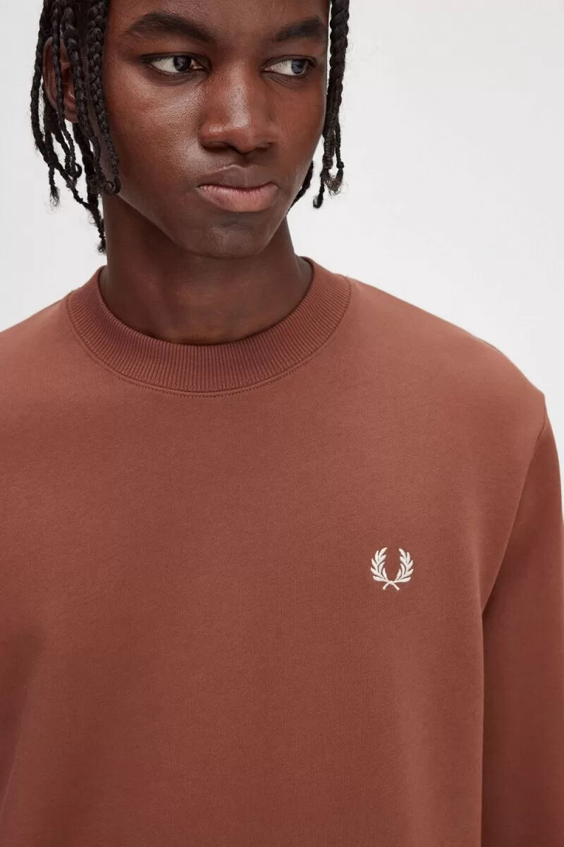 felpa da uomo fred perry rave graphic whisky brown