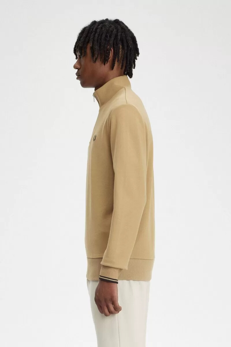 fred perry half zip felpe da uomo verde nero