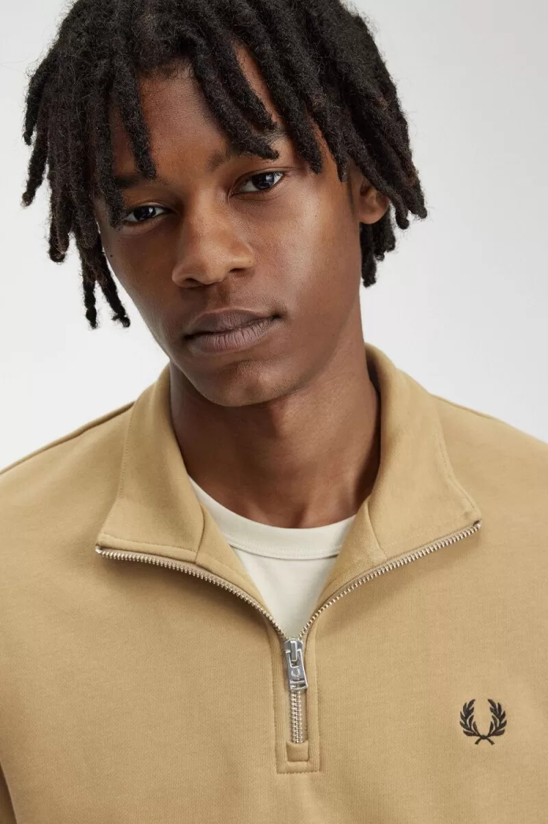 fred perry half zip felpe da uomo verde nero