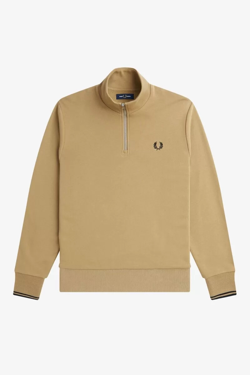 fred perry half zip felpe da uomo verde nero