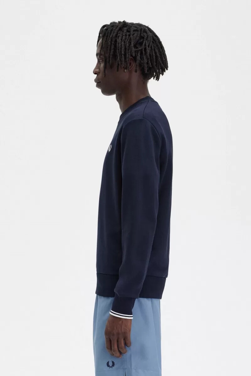felpa girocollo da uomo fred perry blu navy