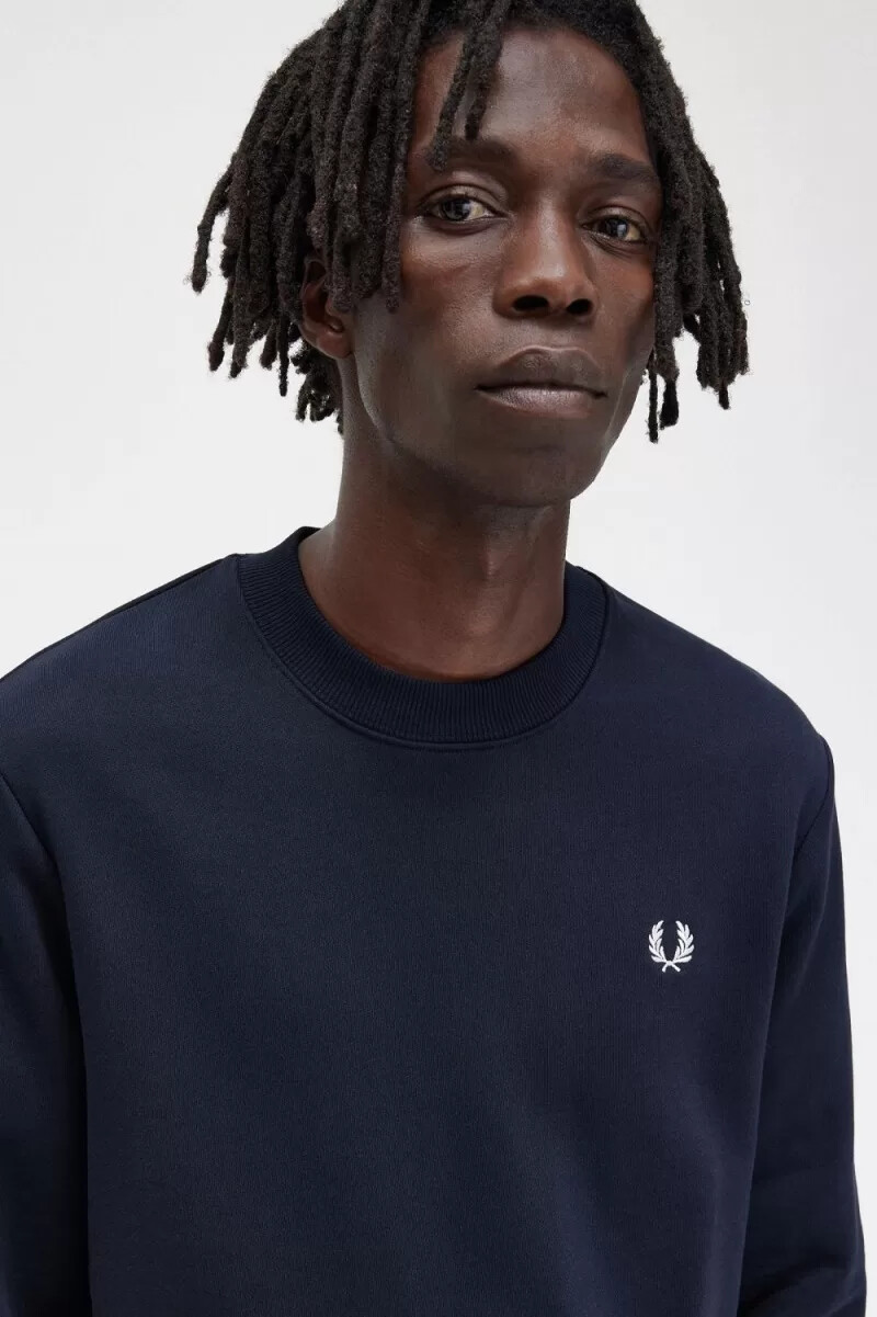 felpa girocollo da uomo fred perry blu navy