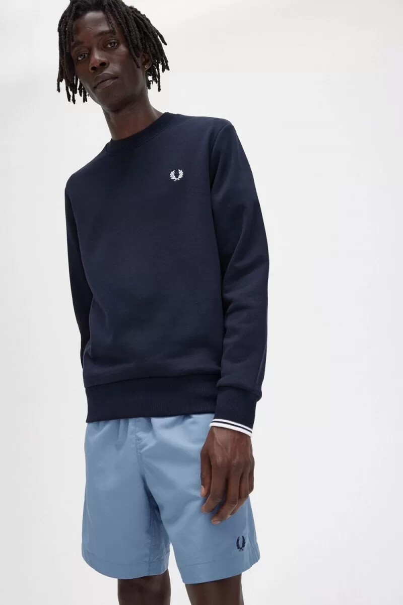 felpa girocollo da uomo fred perry blu navy