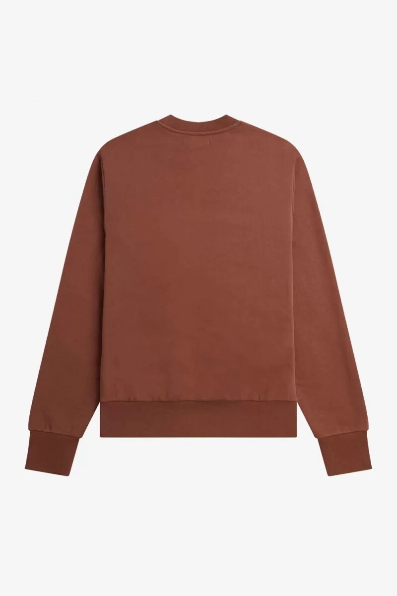felpa girocollo da uomo con dettaglio stemma fred perry marrone whisky