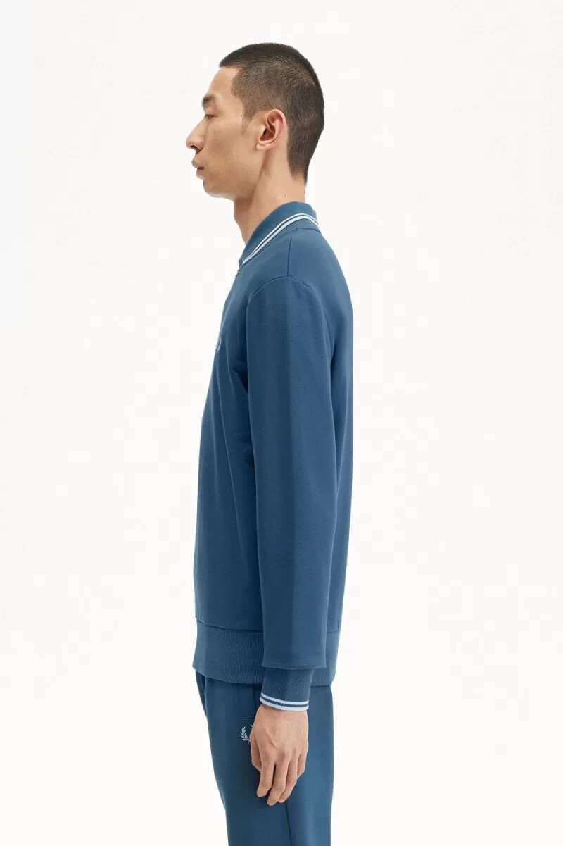 felpa girocollo da uomo fred perry blu notte chiaro acquamarina