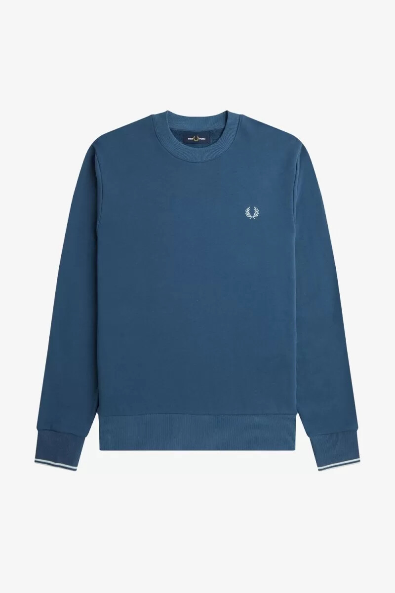 felpa girocollo da uomo fred perry blu notte chiaro acquamarina