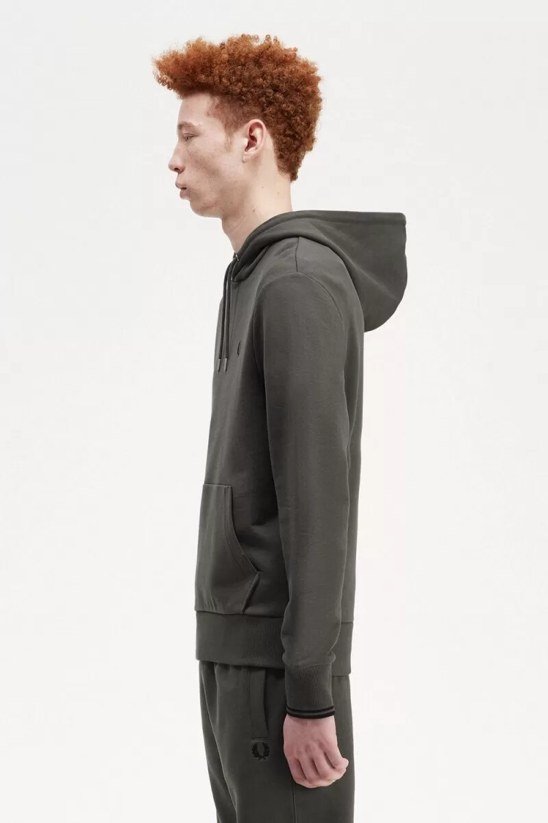 felpa con cappuccio e tipped da uomo fred perry colore verde campo