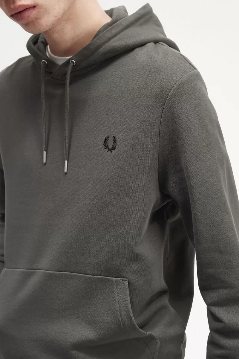 felpa con cappuccio e tipped da uomo fred perry colore verde campo