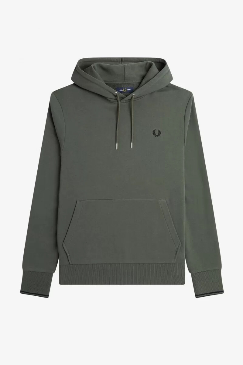 felpa con cappuccio e tipped da uomo fred perry colore verde campo