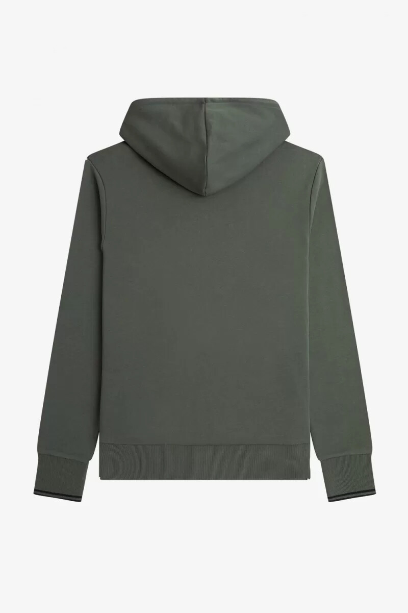 felpa con cappuccio e tipped da uomo fred perry colore verde campo