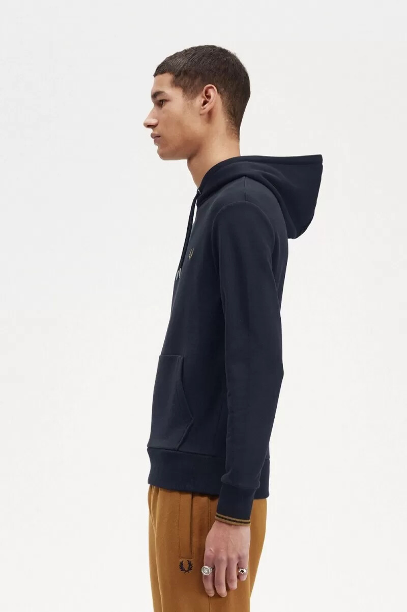 felpa con cappuccio fred perry tipped da uomo blu navy e caffè scuro