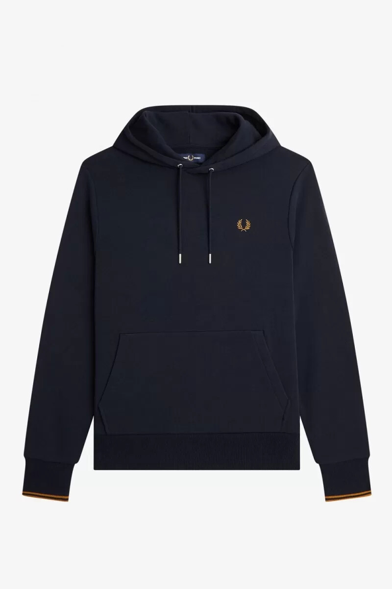 felpa con cappuccio fred perry tipped da uomo blu navy e caffè scuro