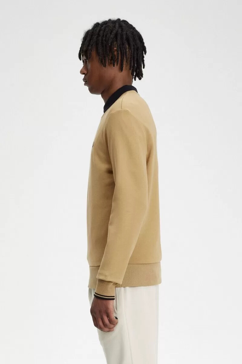 fred perry felpa girocollo da uomo verde nera