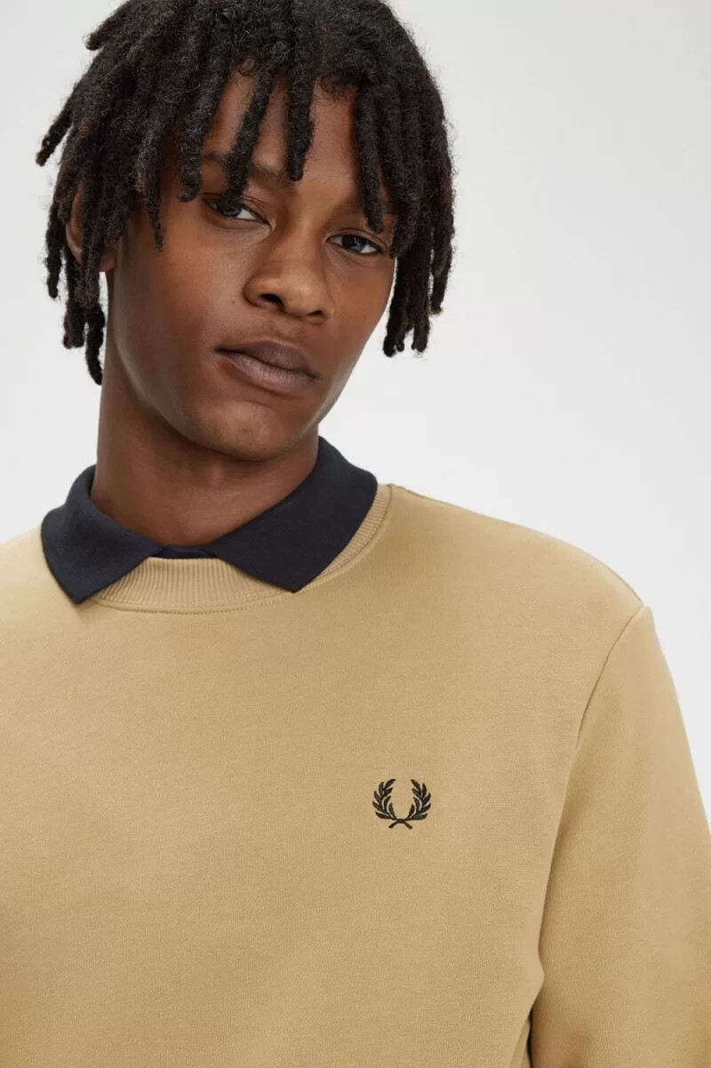 fred perry felpa girocollo da uomo verde nera