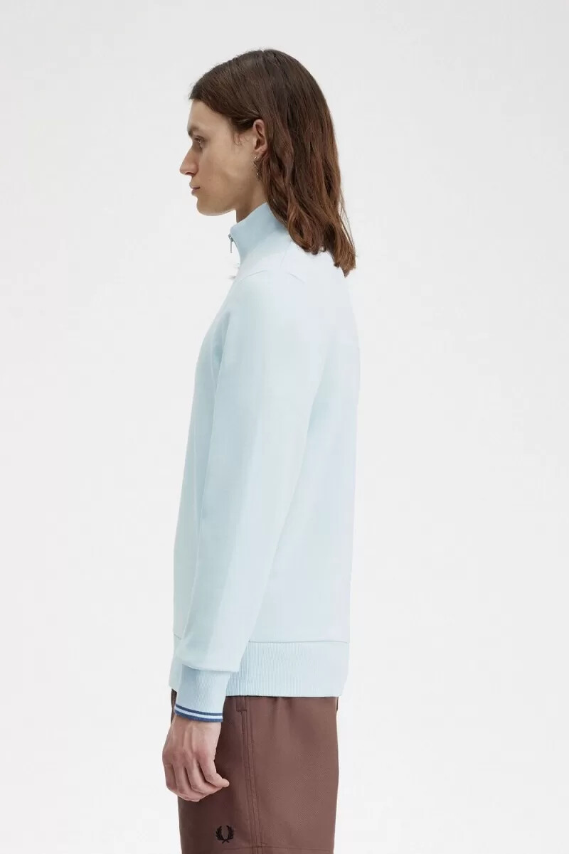 felpa con mezza zip da uomo fred perry light aqua midnight blue