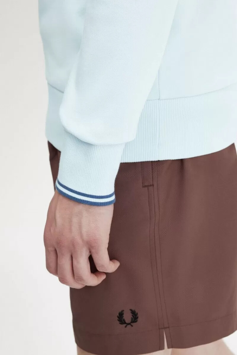 felpa con mezza zip da uomo fred perry light aqua midnight blue