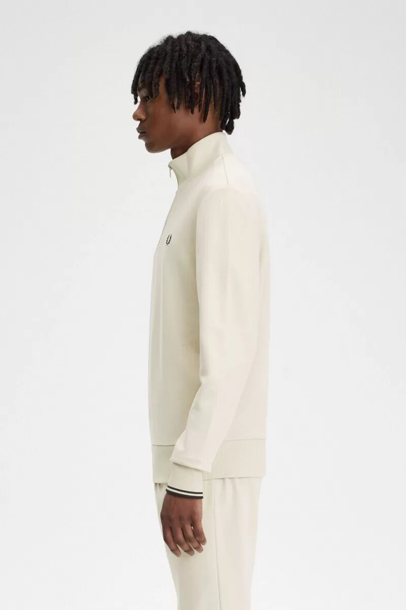 felpa da uomo fred perry half zip oatmeal black