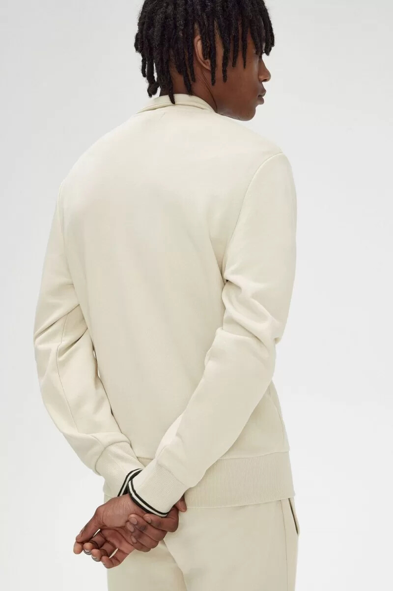 felpa da uomo fred perry half zip oatmeal black