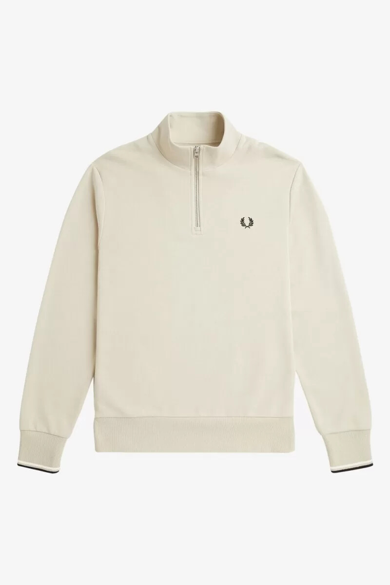 felpa da uomo fred perry half zip oatmeal black