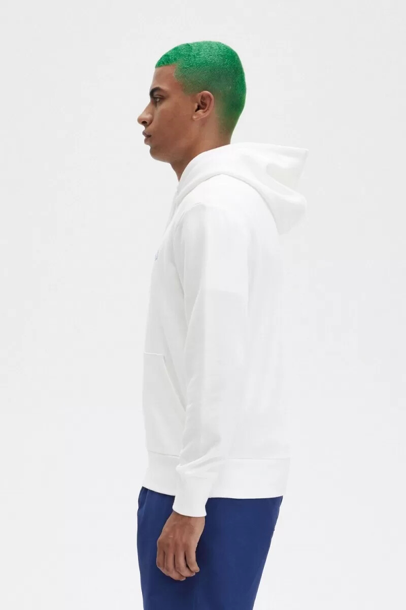 felpa con cappuccio da uomo fred perry laurel wreath print colore bianco neve