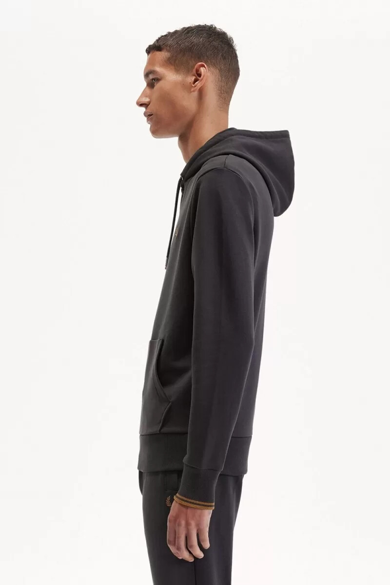 felpa con cappuccio fred perry tipped da uomo colore grigio ancore e caffè scuro