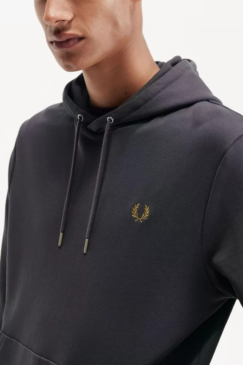 felpa con cappuccio fred perry tipped da uomo colore grigio ancore e caffè scuro
