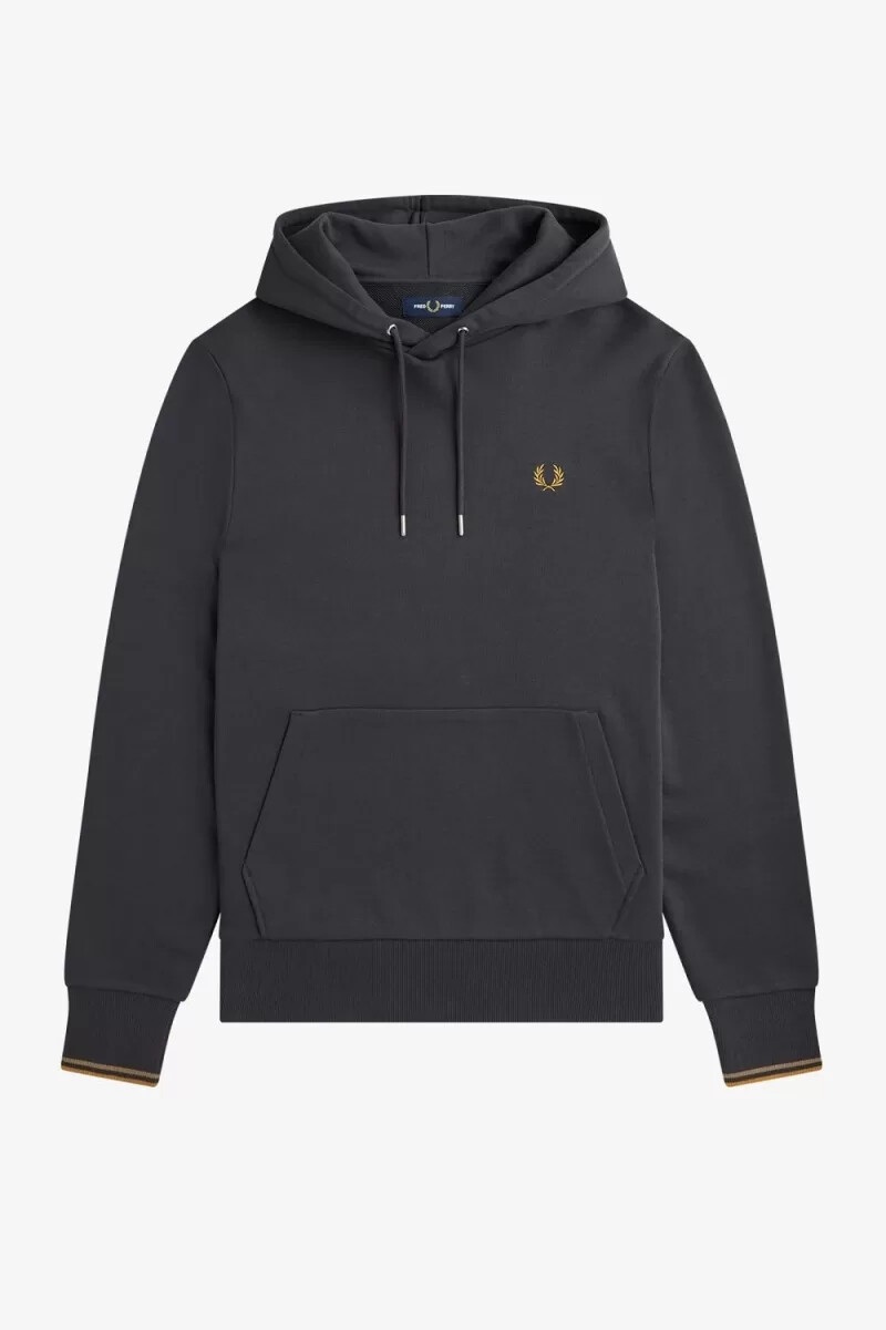 felpa con cappuccio fred perry tipped da uomo colore grigio ancore e caffè scuro