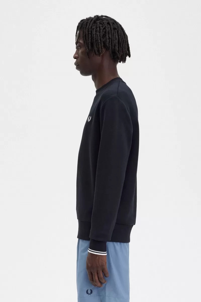 felpa girocollo da uomo fred perry nera