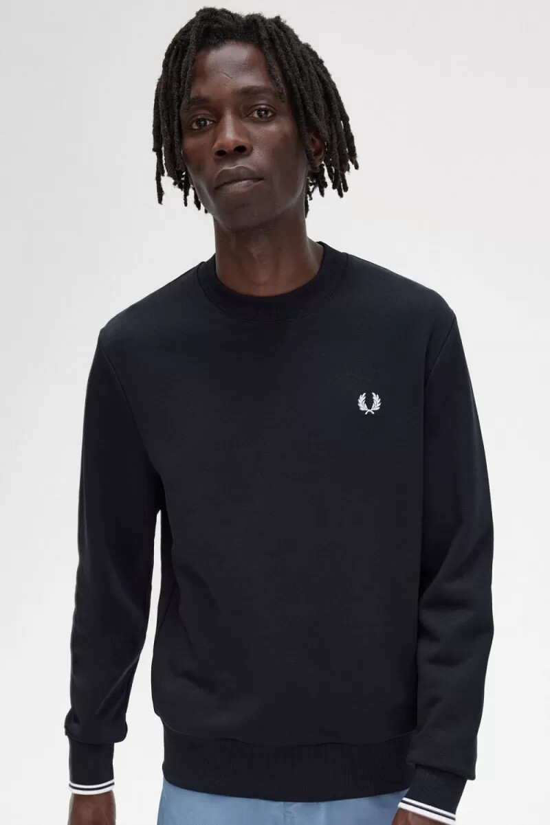 felpa girocollo da uomo fred perry nera