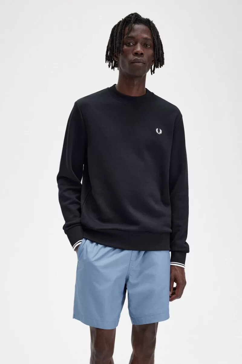 felpa girocollo da uomo fred perry nera