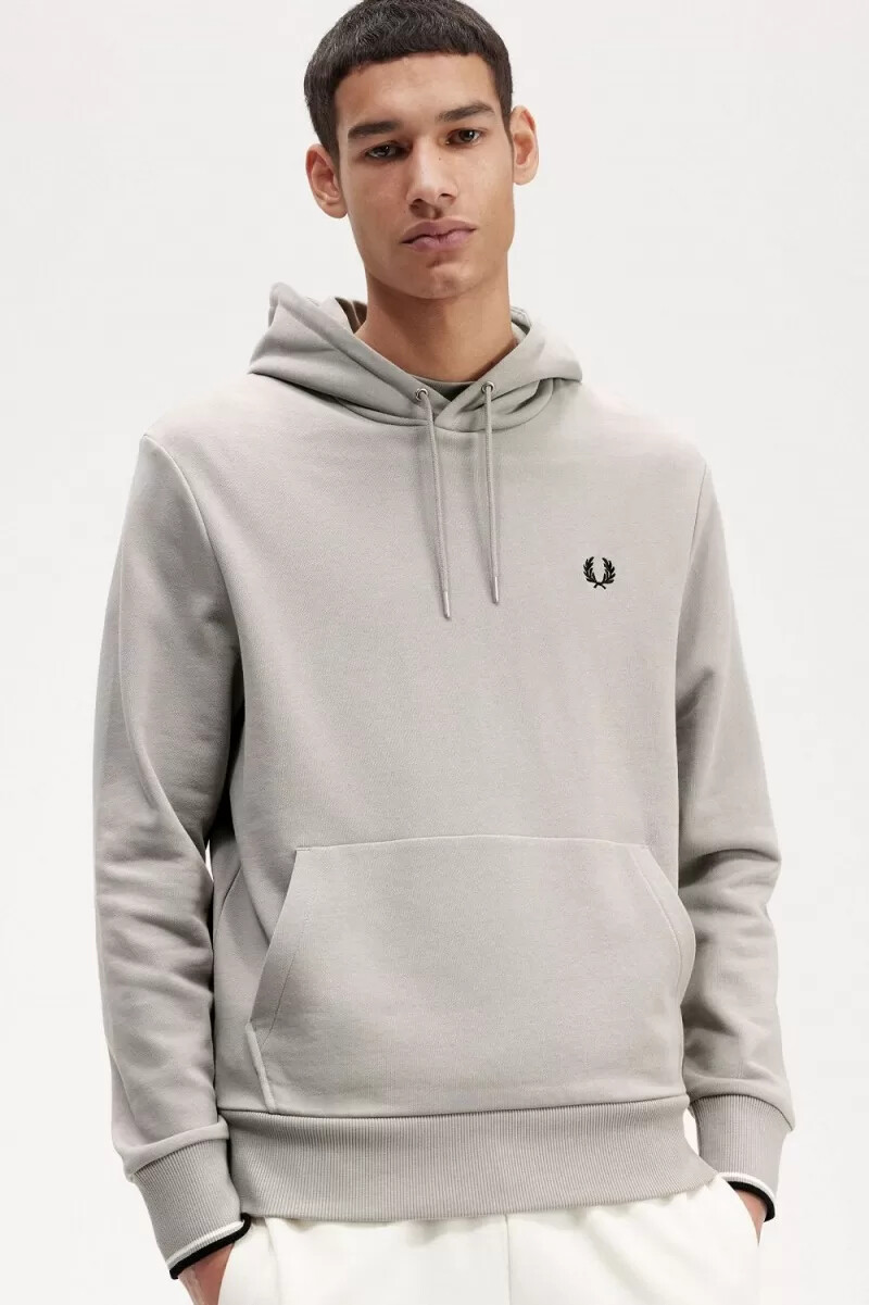 felpa con cappuccio e tipped da uomo fred perry grigia